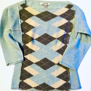 FREE PEOPLE Lambswool Argyle Sweater / Australia - Small Petite